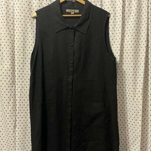 NWOT NEW FLAX WOMEN'S 100% LINEN BUTTON-DOWN SHIRT DRESS FRONT POCKETS LARGE LG